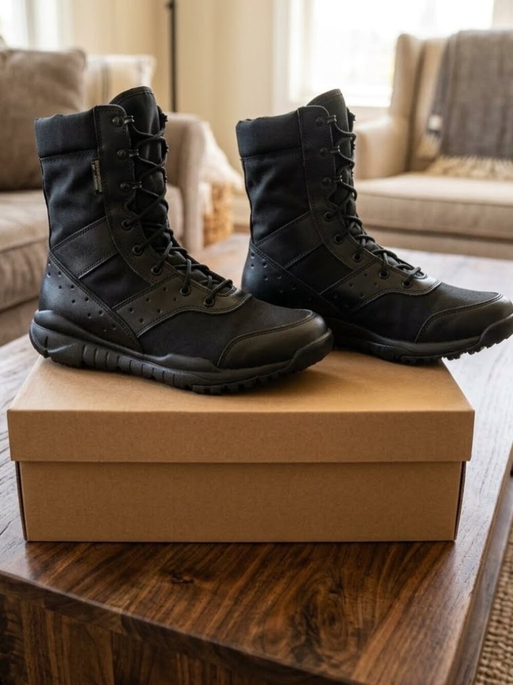 Men's Black Microfiber Tactical Military Combat Boots